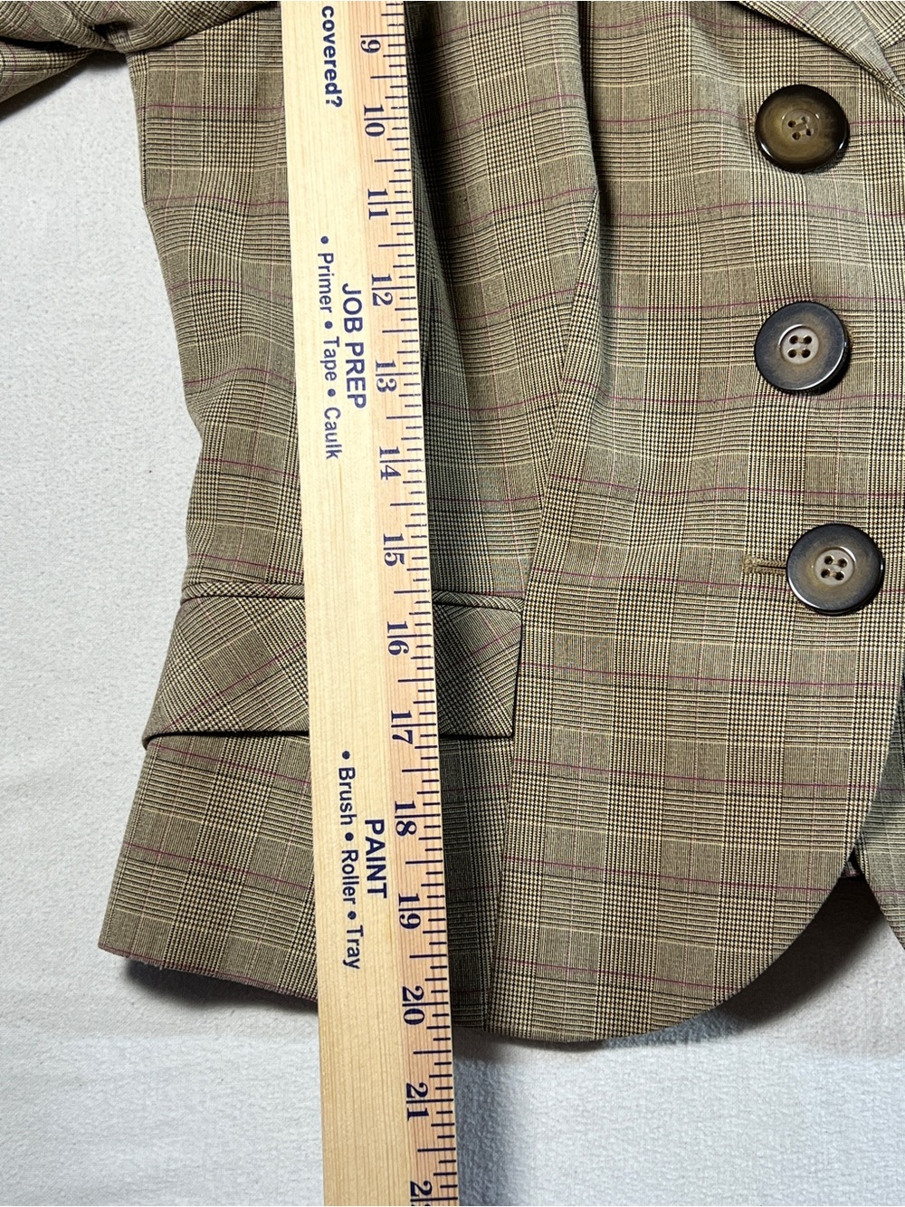 Plaid Single-Breasted Women's Blazer Jacket -Preppy, Collegiate, Tailored - Picture 10 of 10